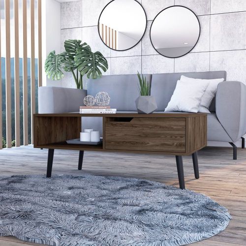Hamburg Coffee Table, One Open Shelf, One Drawer - Brown - Engineered Wood - MDF