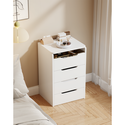 (60CM) 3 in 1 Vanity Desk with Plip Top Mirror, Small Make Up Vanity Set with Visible Glass Desktop, Compact Makeup Vanity with 3 Drawers, Cushioned Tool, Dressing Table for Bedroom - White - MDF+glass - MDF+glass - Modern