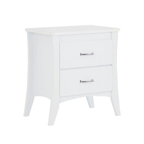 MDF Wooden Nightstand with 2 Drawers in White Finish - Particle Board+MDF,PVC