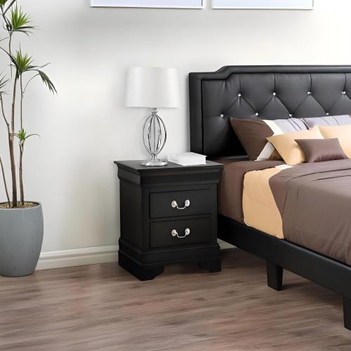 Elegant Black Traditional Nightstand - Particle Board
