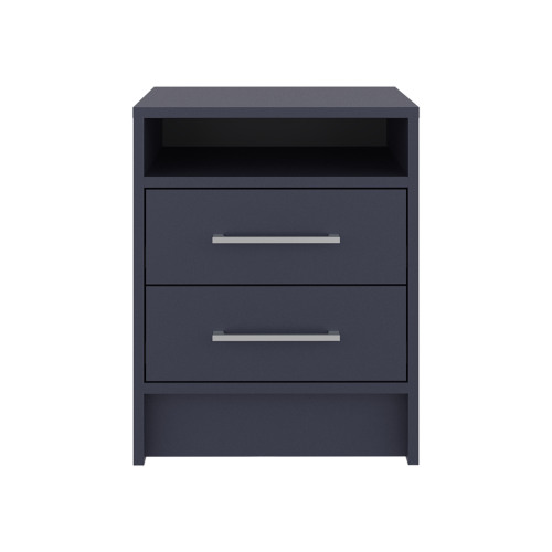 Eter Nightstand Minimalist Modern Style, Superior Top Shelf, One Open Storage Shelf And Two Drawers, Light Oak, Blue - White - Particle Board - Not Specified - Not Specified - Not Specified - Not Specified - Primary Living Space