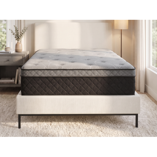 Hybrid 12 Inch Medium Firm Queen Mattress with a Pocketed Coil System - Black+ Gray - Foam+Spring - Not Specified - Modern - Bedroom